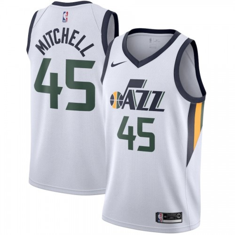 Men's Utah Jazz Donovan Mitchell #45 White Swingman Jersey - Association Edition-Pro Kit Vault | Brand New 26/27 Sports Jerseys